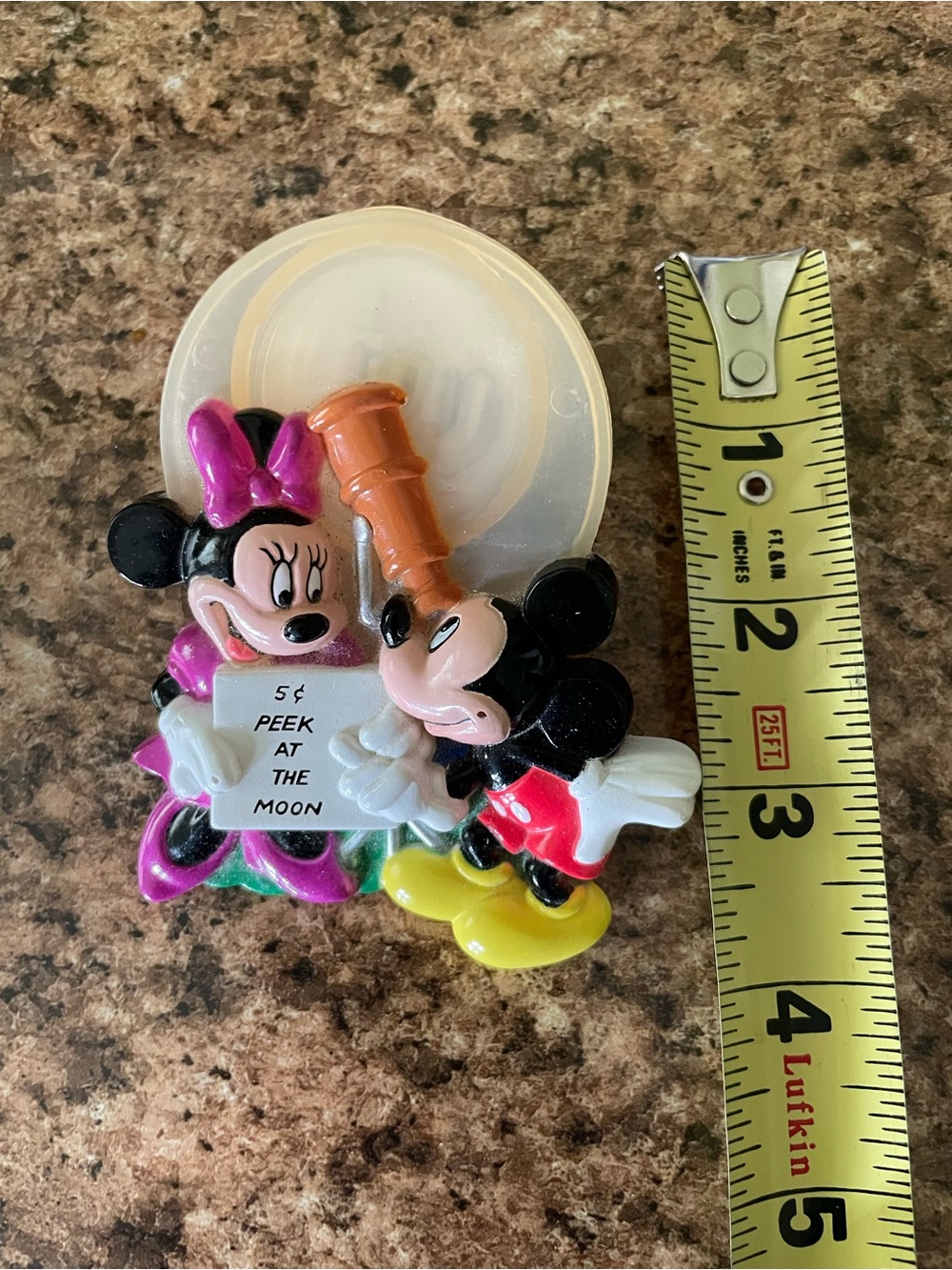 Vintage Disney Minnie & Mickey 'Peek at the Moon' Noghtlight - Pink, Red, Yellow - Picture 4 of 6